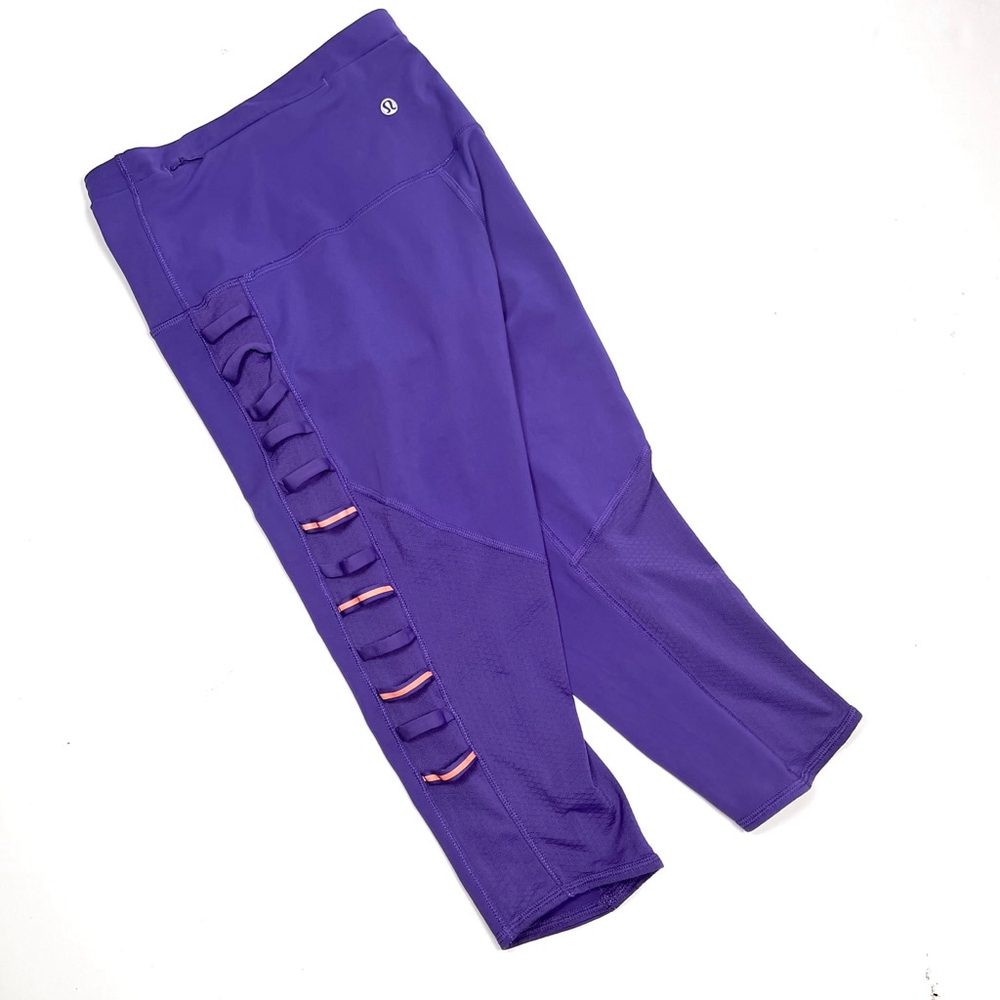 Lululemon Womans Leggings Purple Orange Workout Capris US 6 - Picture 2 of 8